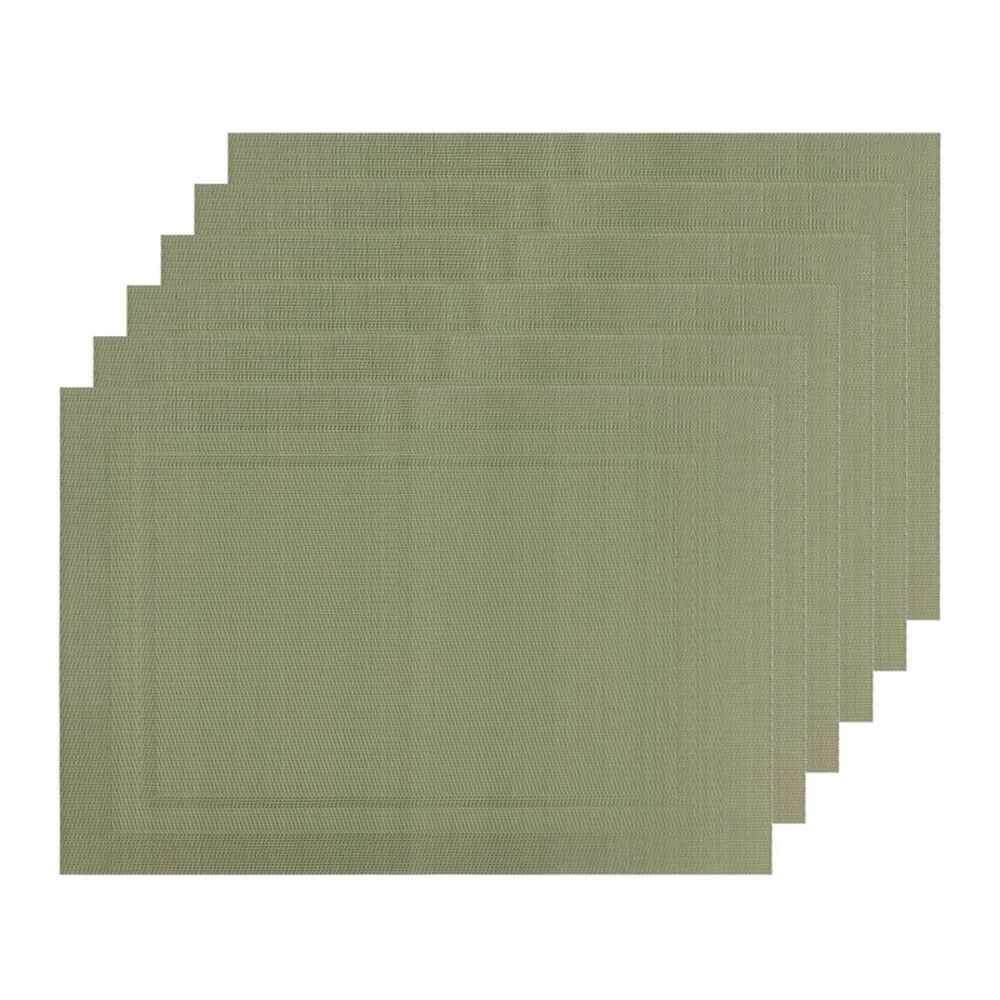 Set of 6 Heat-resistant Washable Placemats 18x12 Inch Light Green
